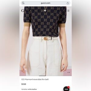 Authentic Gucci White/Gold Belt